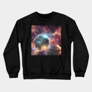 Planets Nebula Cloud In Dark Space Crewneck Sweatshirt